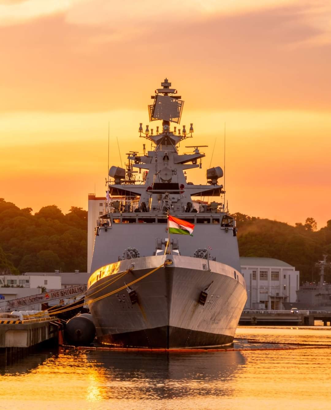 Indian Navy stealth multi-role frigate INS Shivalik (F47) docked at Yokosuka port, Japan